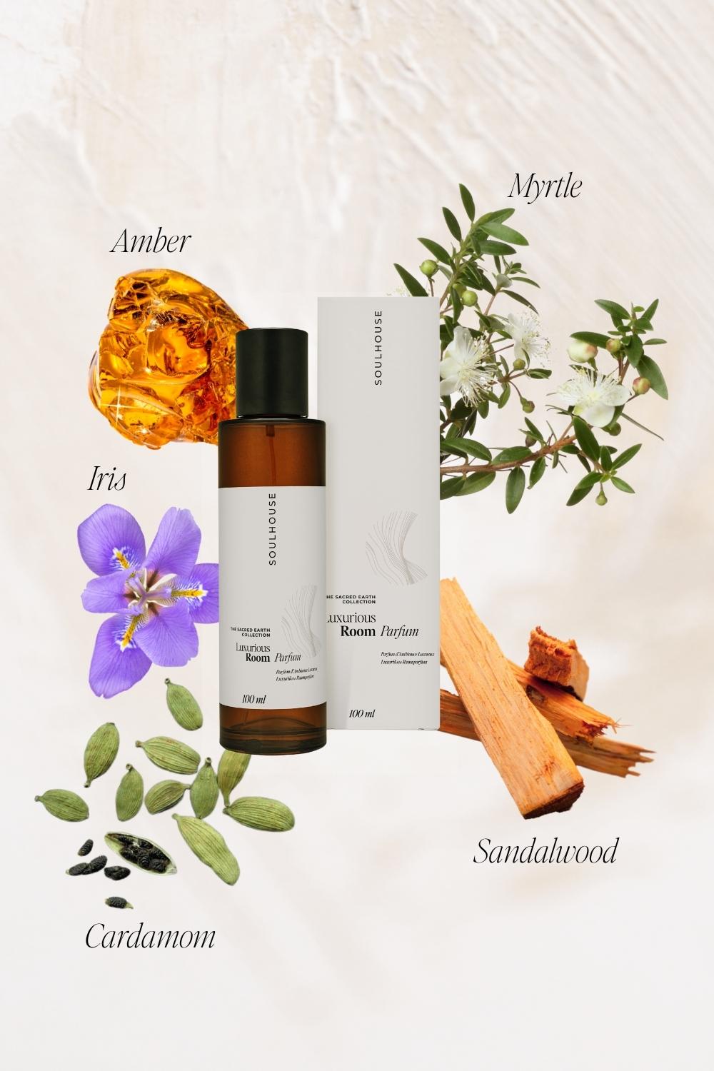Luxurious Room Parfum - Scents - Amber - Iris- Myrtle - Cadamom - Sandalwood